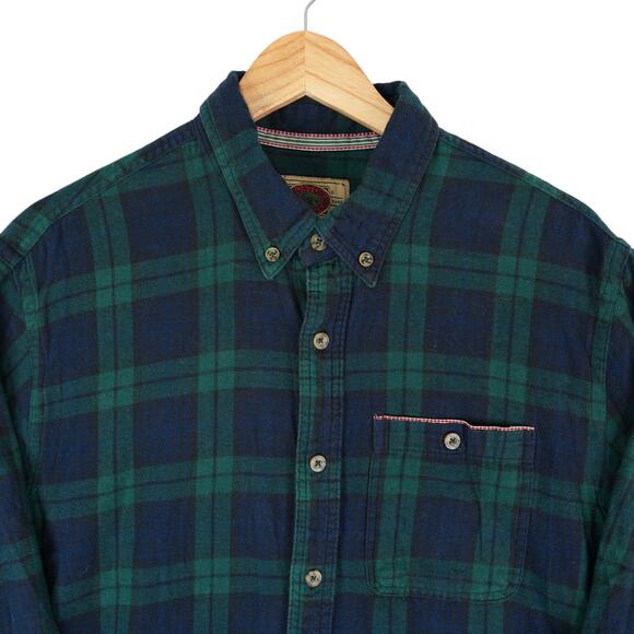 Vtg Boston Traders Shirt Mens L Green Plaid Flannel Grunge Cabincore Heritage - Picture 3 of 11